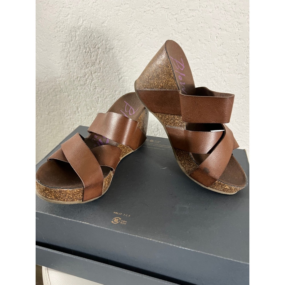 Blowfish Malibu Hiro Whiskey Brown Wedge Platforms BOHO Beach Vacation Size 7.5